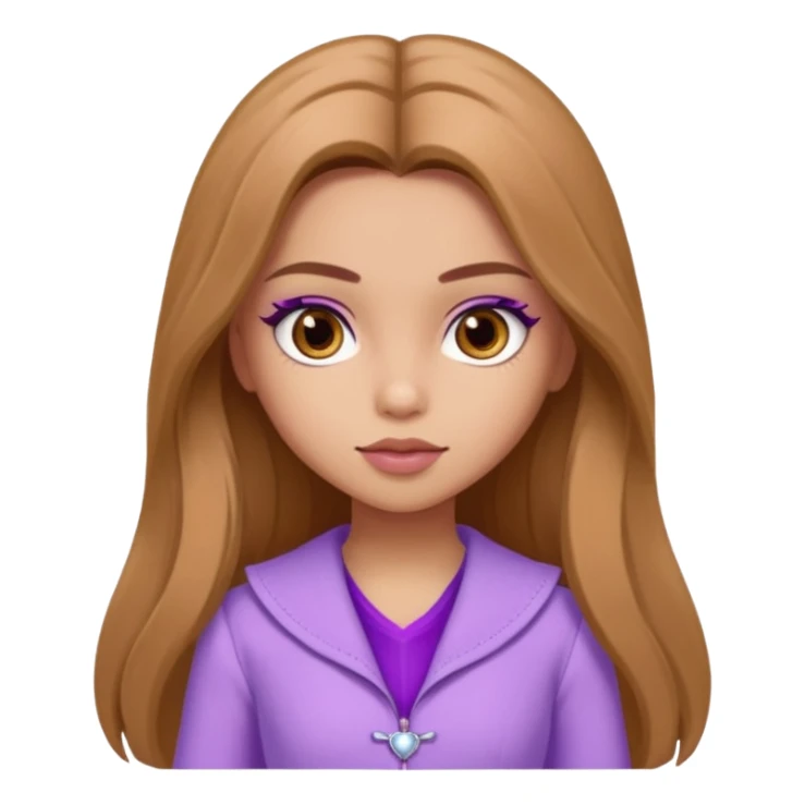 Bratz Yasmin light brown long hair brown eyes, Lilac outfit sticker