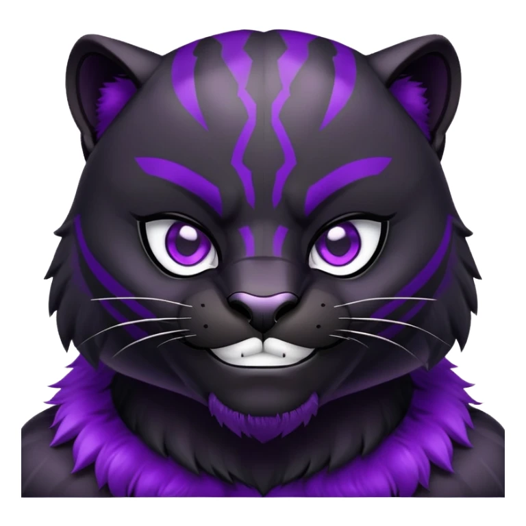 black panther with purple eyes, happy face sticker