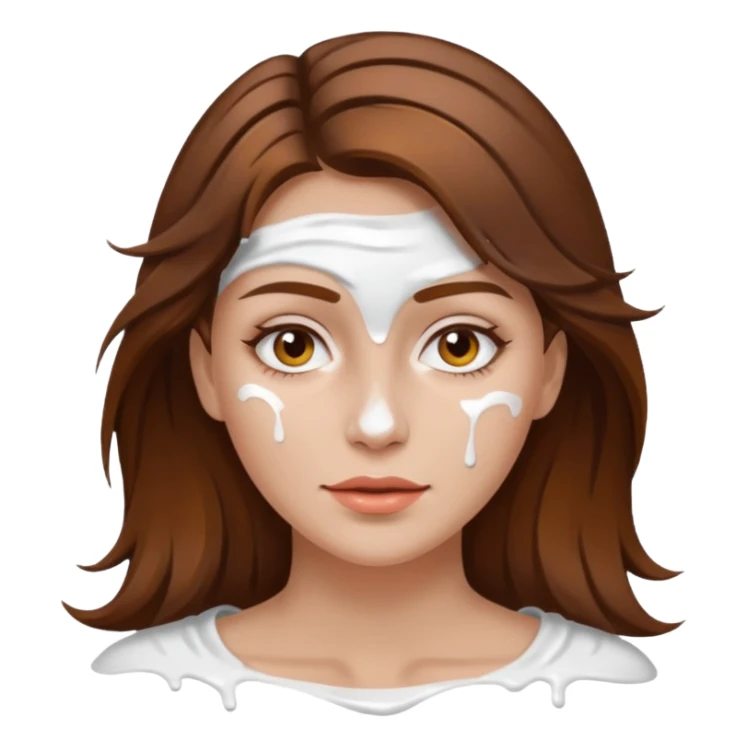Brown hair woman, splashed white on face sticker