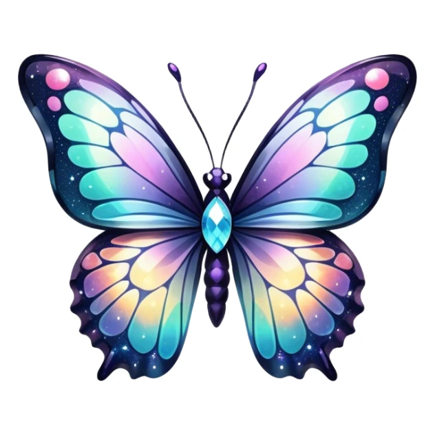 Dark Nebula Sparkly glossy glittery Pastel iridescent transparent bio-luminescent glass crystal butterfly sticker