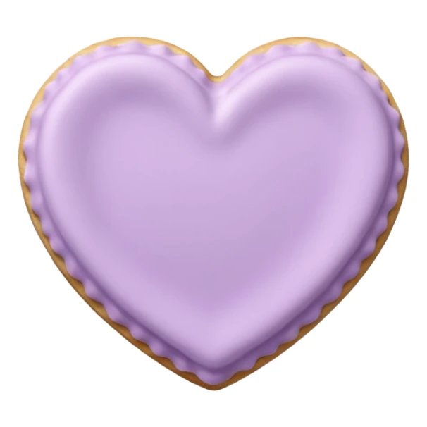 Realistic shortbread cookie in the shape of a heart with pale lilac sticker
