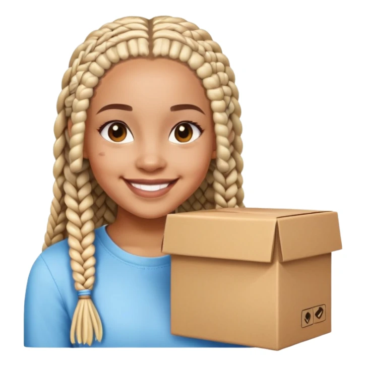 Light skin girl with box braids sticker