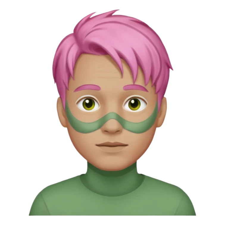 pink haired man with full full face green clay mask sticker