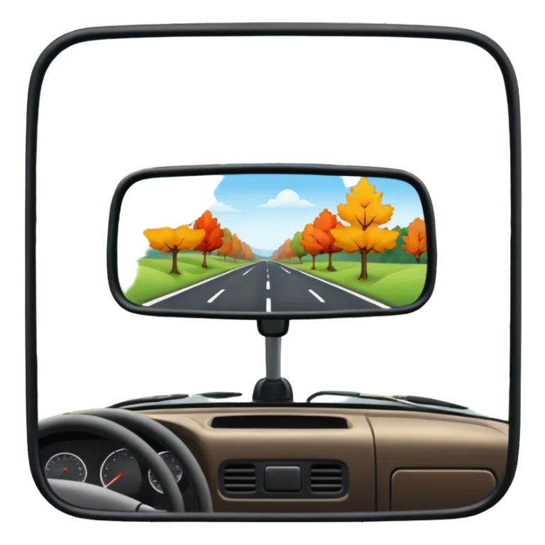 Fall scenery in the rearview mirror of a truck sticker