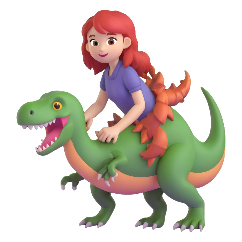 red-haired girl with a dinosaur tail and paws sticker