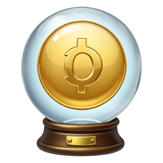 crystal ball with a coin next to it sticker