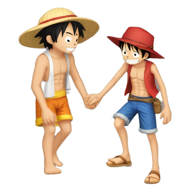 Narto qui fait un calin a luffy sticker