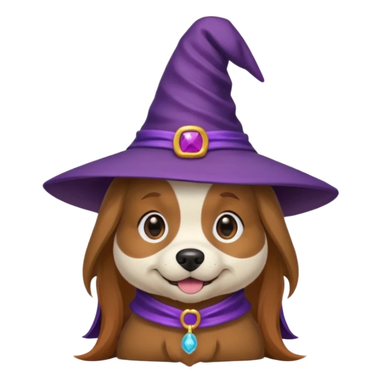 dog wear purple wicth hat sticker