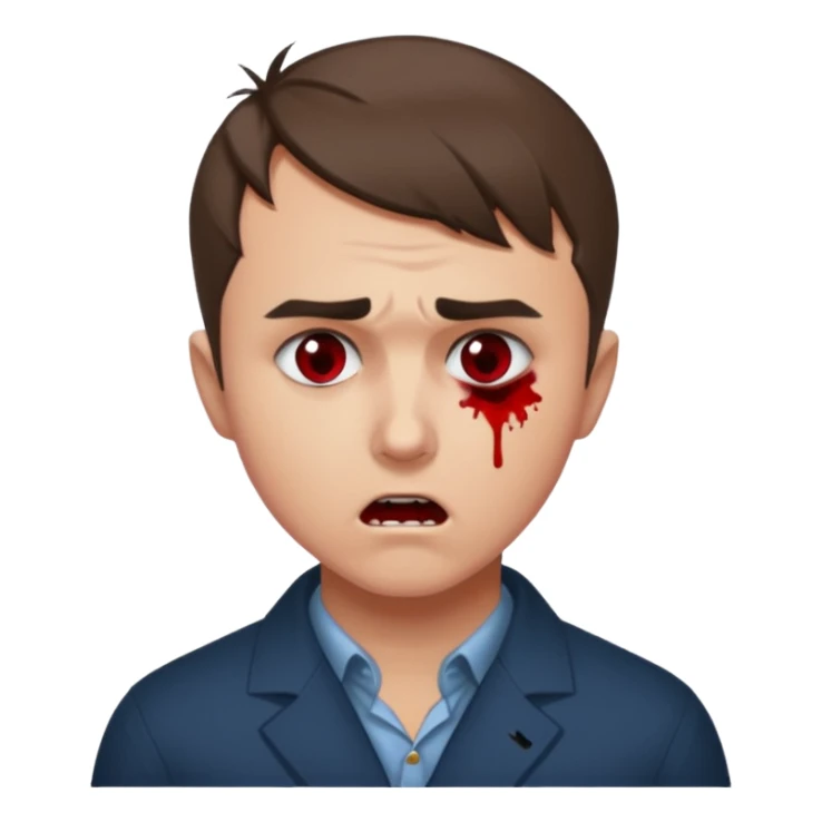 Charlie kirk with bullet hole on neck and scared expression  sticker