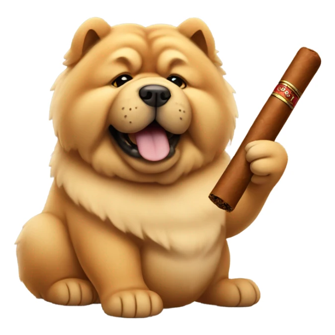 chow chow dog holding cigar with paw  sticker