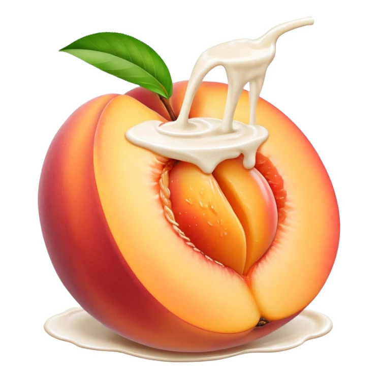 There is a lot of milk on the cut peaches. sticker