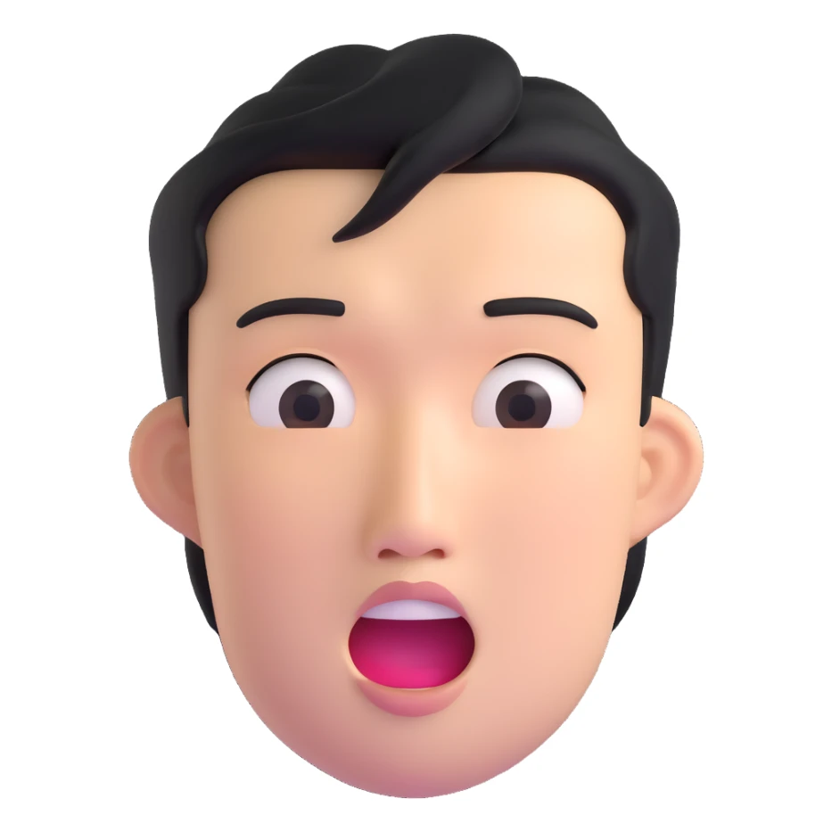 Asian man with a semi-open mouth, neutral expression sticker