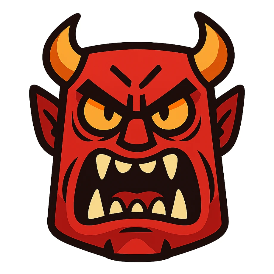 red-hot, angry, scary monster face sticker