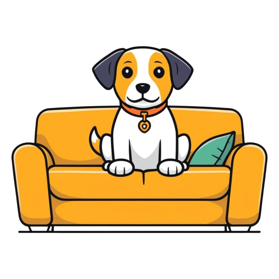 Dog sitting on couch and chilling sticker