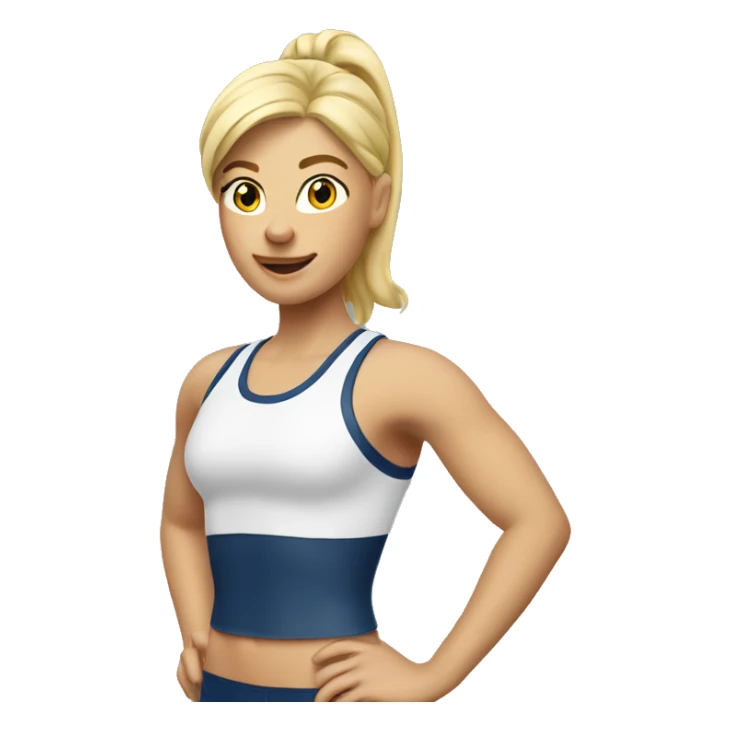 blonde woman in sport top raising her hand hello sticker