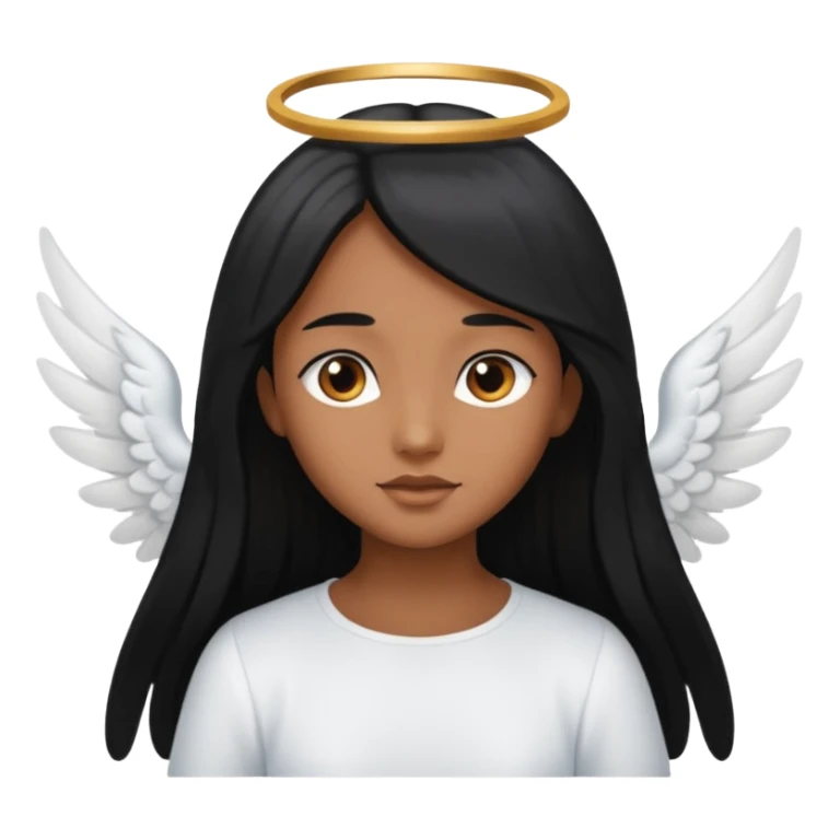 angel with brown skin, long black hair sticker