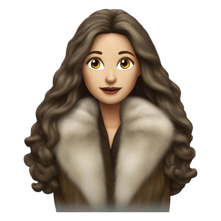 Beautiful realistic long hair light brunette mob wife with fur coat sticker