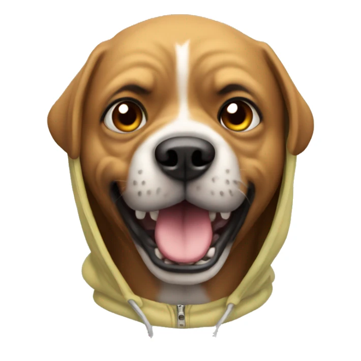 A mad dog wearing a hoodie sticker