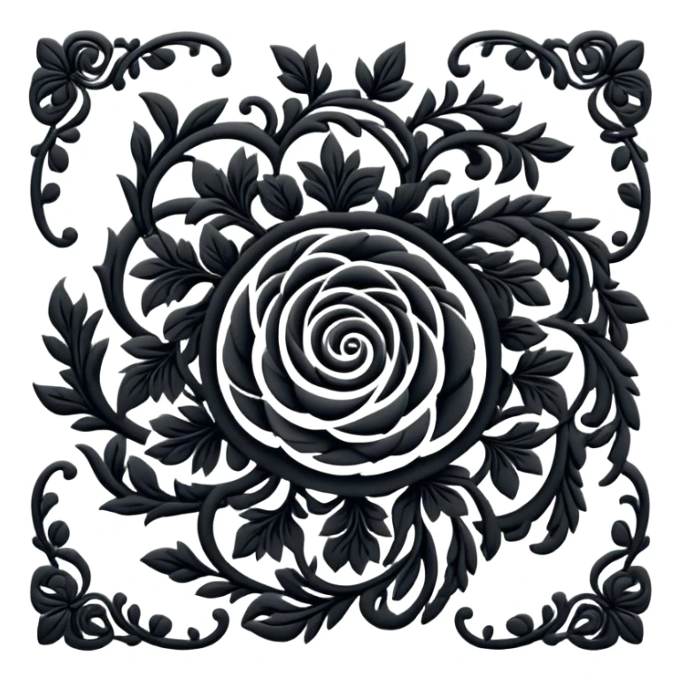  Black floral spiral design sticker