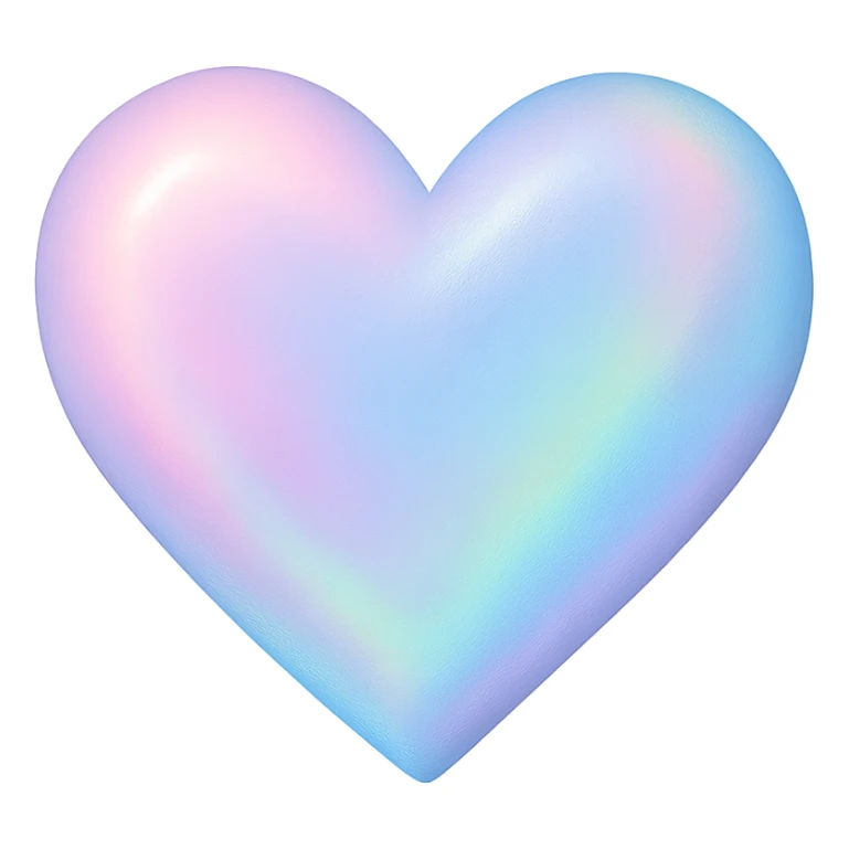 heart with a soft iridescent sheen, digital illustration, no background sticker