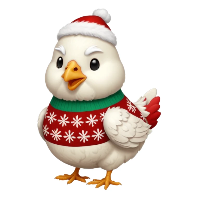 White Chicken with a Christmas jumper sticker