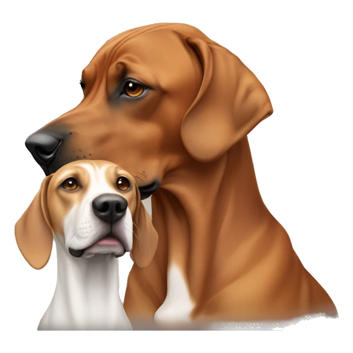 white male with long rainbow colored hair alongside a brown rhodesian ridgeback sticker