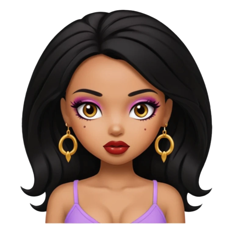sexyredd as pretty bratz baddie, black hair sticker