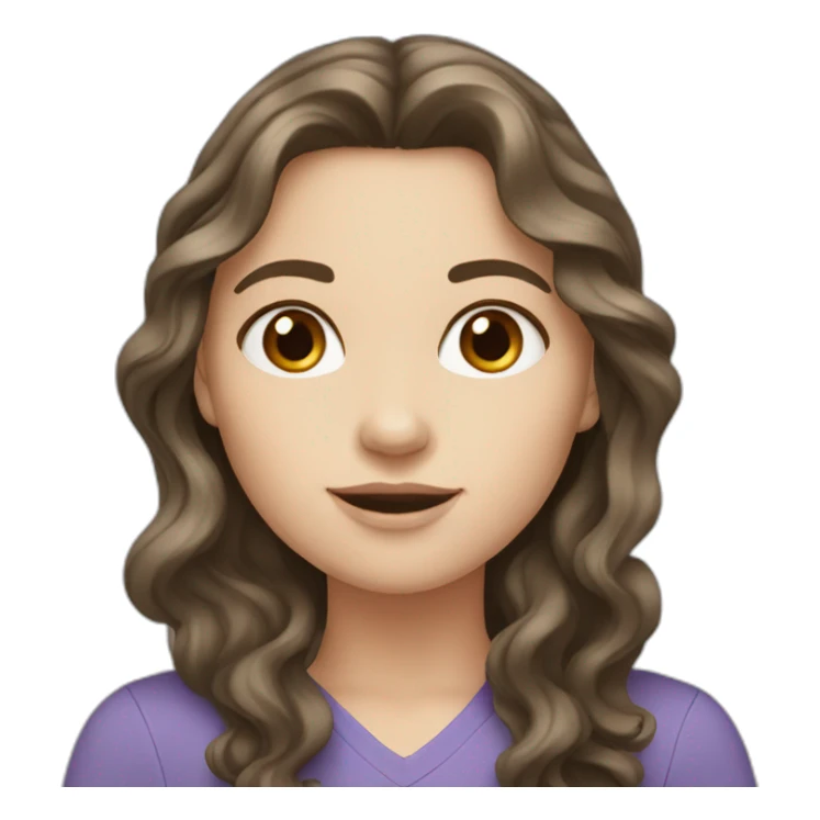 White Girl with wavy dark brown long hair sticker