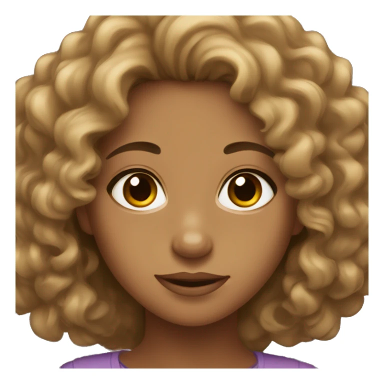 tan girl with curly medium hair and brown eyes sticker