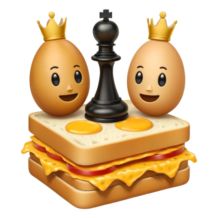 Chess pieces boxing on an egg sandwich sticker
