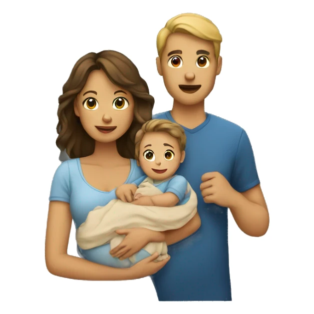 A girl and a man holding their baby sticker