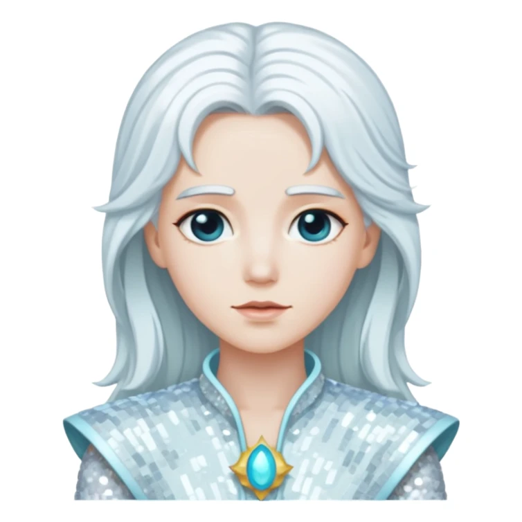 Uranus from Gods and Goddesses with long white hair, white sequin outfit sticker