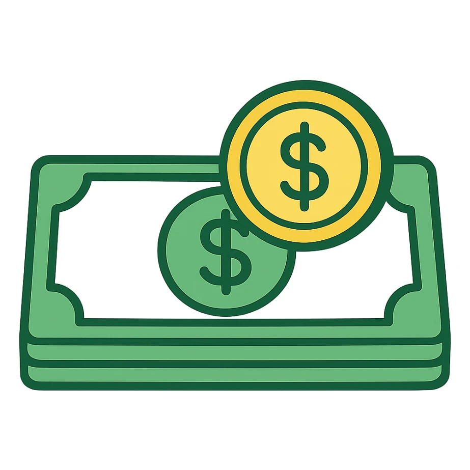 stack of money, minimalistic, green gold and white color scheme, clean lines sticker