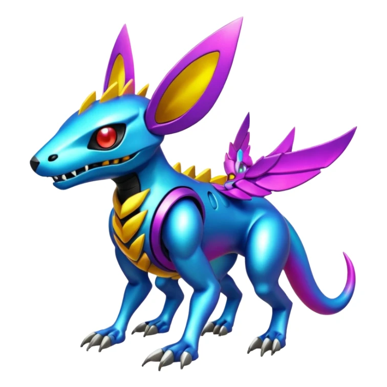  exotic colorful Protogen-Fakémon-Pokémon-Spectrobes-Digimon-Vernid-creature (full body) sticker