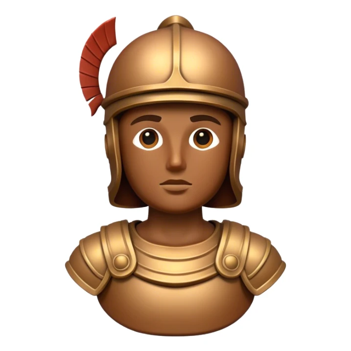 Botero Bronze Roman Soldier Landmark Emoji – Showcasing a stylized, rounded bronze Roman soldier sculpture. sticker
