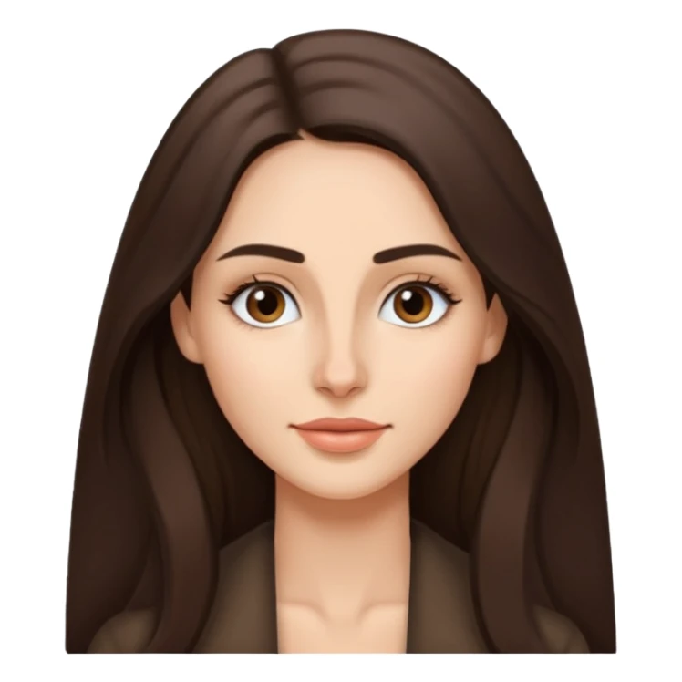 a brunette with thin nose almost sharp jaw line perfect eye brows and long hair slightly wheatish tone sticker