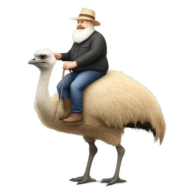 Fat white bearded man riding an ostrich sticker