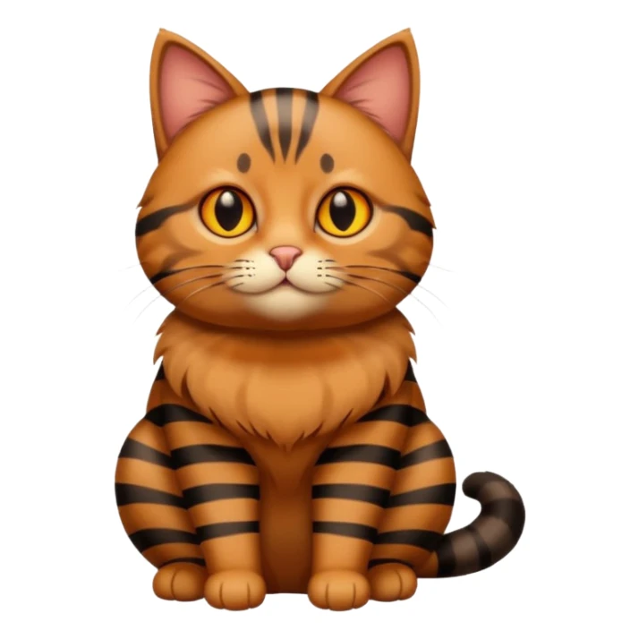 Brown cat with black stripes and fat sticker