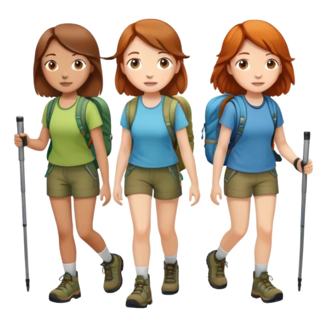 3 girls hiking two with brown hair one with ginger fill body  sticker