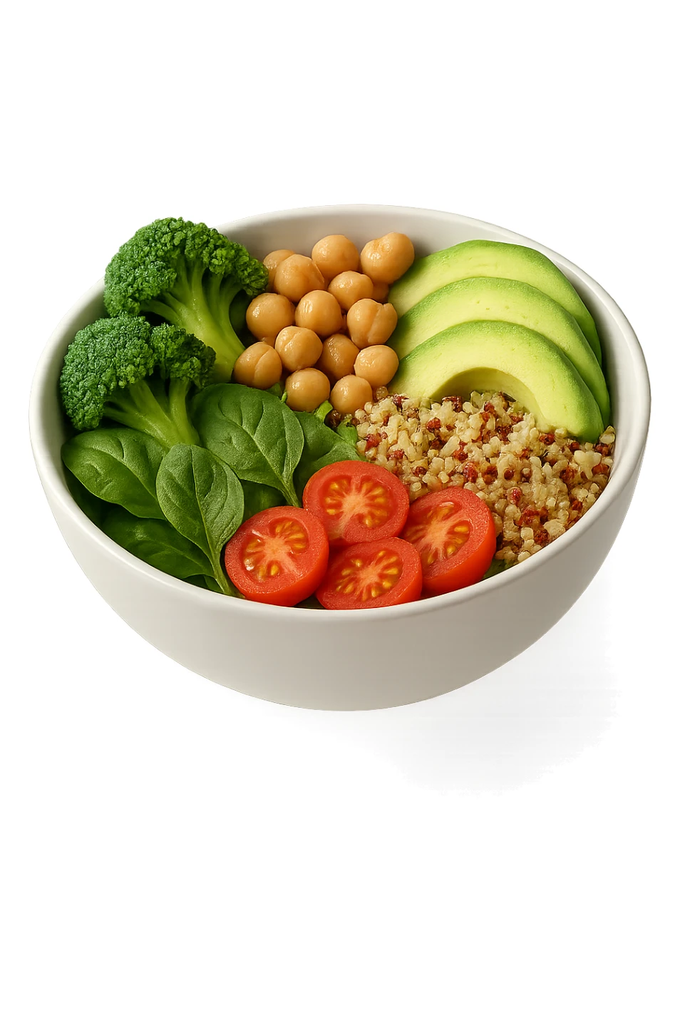 bowl di cibo sano fluttua in aria, iperrealistico 4k sticker