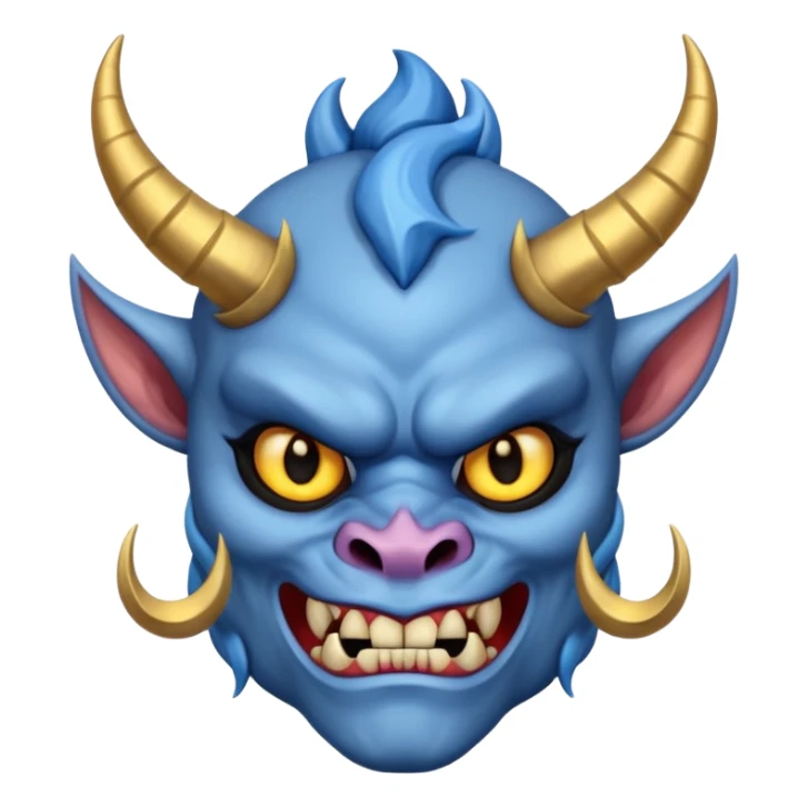 blue oni with black eye and gold iris sticker