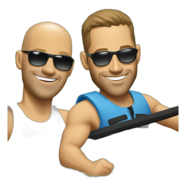 Vin Diesel and Paul Walker in a double kayak sticker