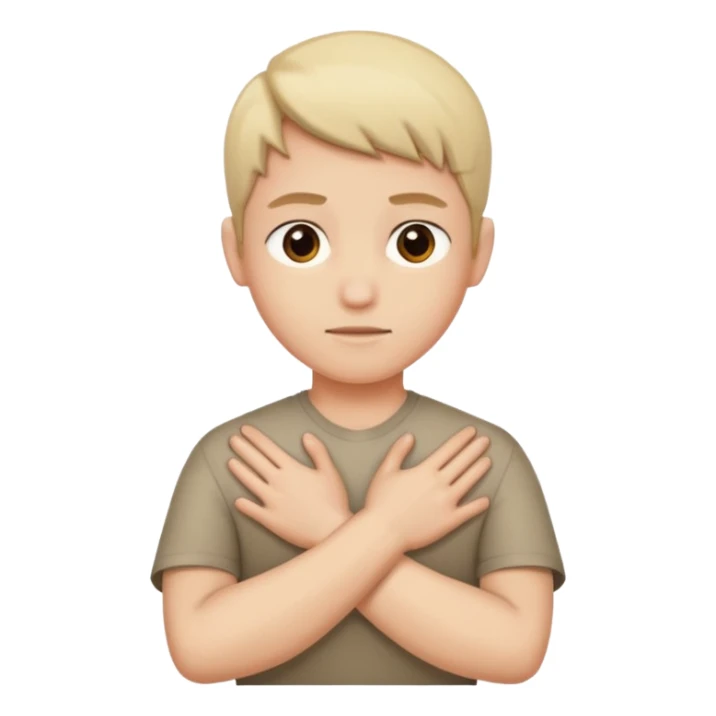 A person crosses their arms over their chest, forming a cross. sticker