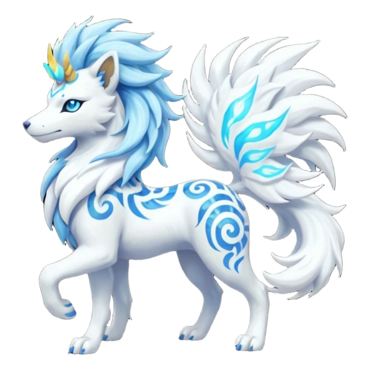 Tropical Tiny Marked Patterned Tribal Shiny Albino Painted Oriental Asian Patterned Tropical Exotic Toxic Suicune-Solgaleo-Rapidash-Arcanine-fusion-hybrid-creature (full body) sticker