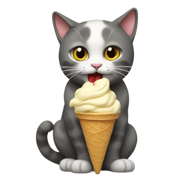 Cat eating ice cream sticker