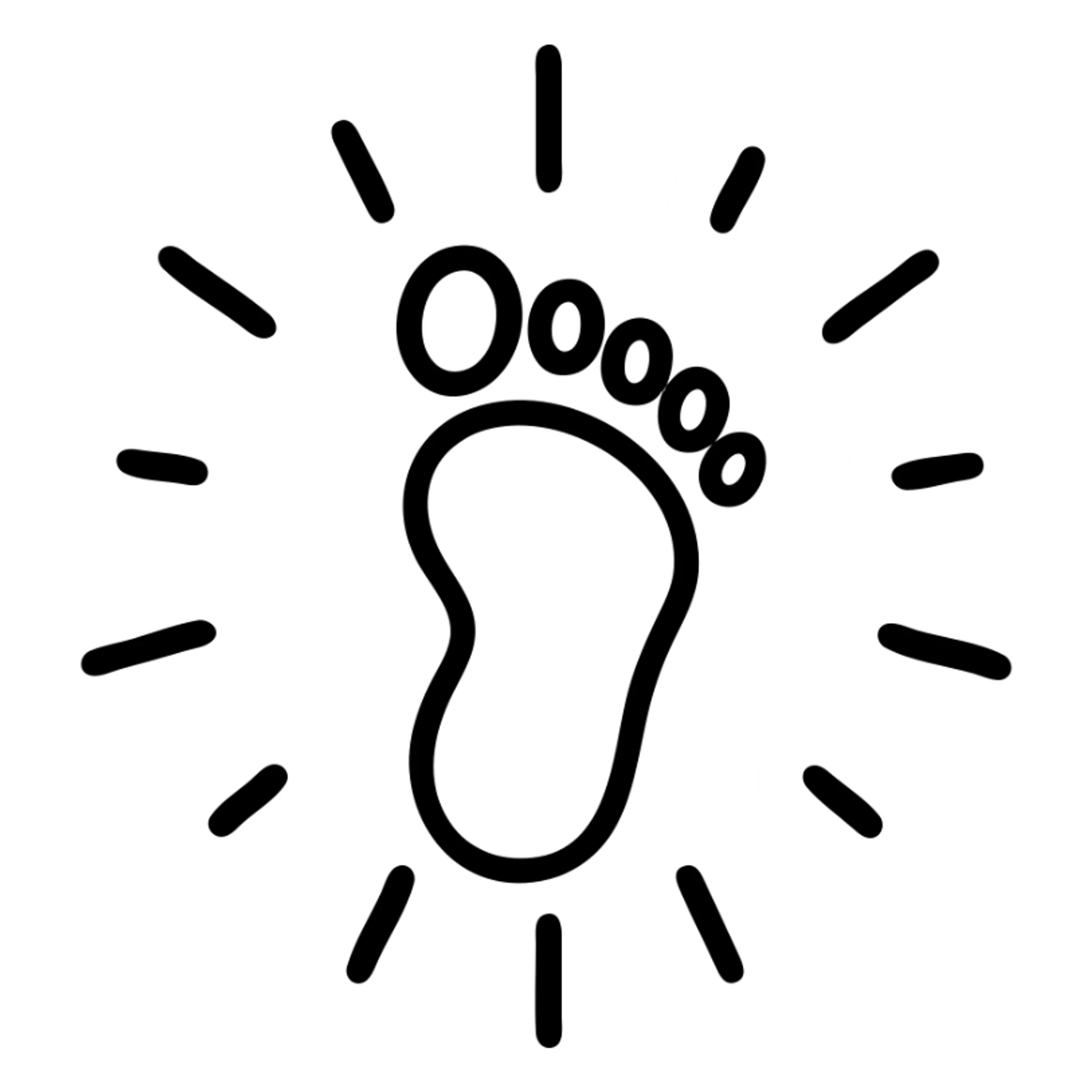 bold deep footprint icon with radiating effect symbolizing lasting impact modern outlined style sticker