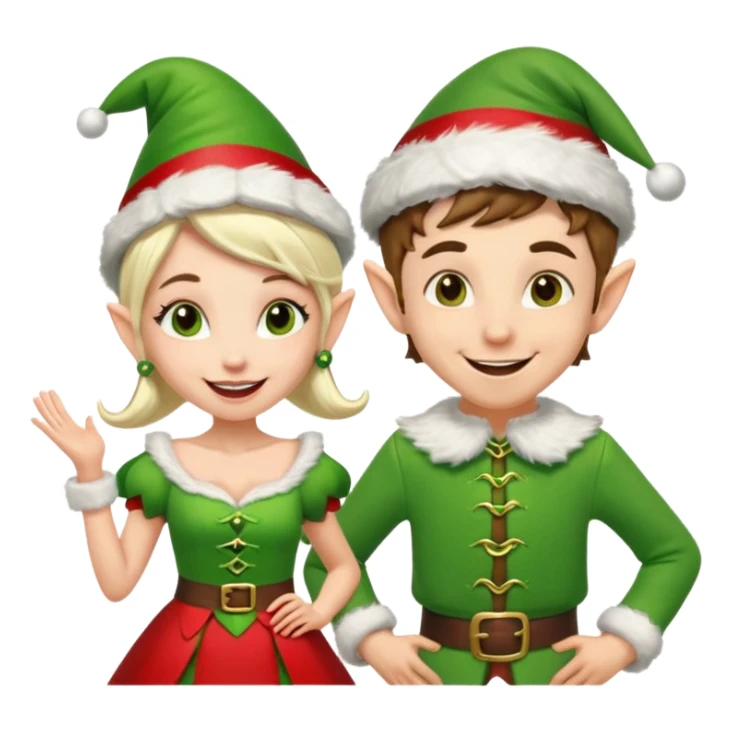 dancing male and female Christmas elves  sticker