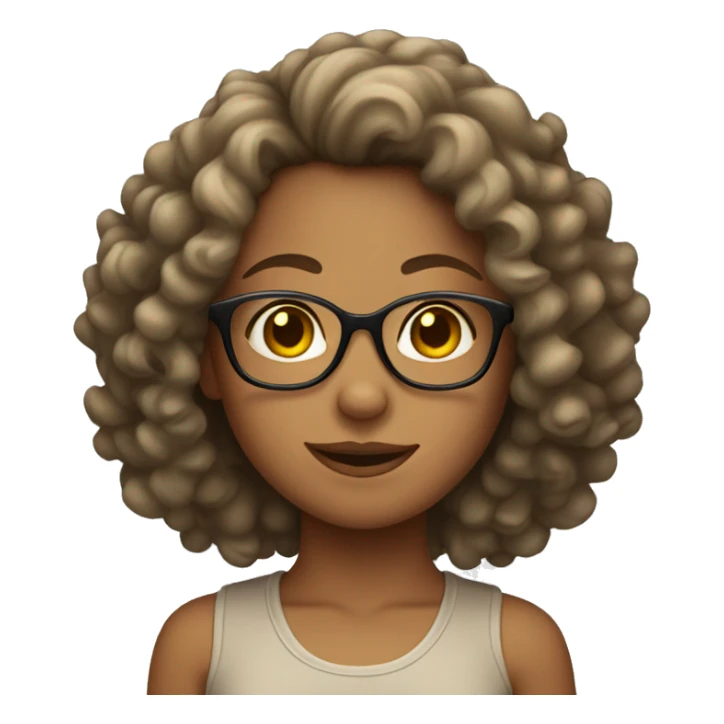 Tan girl with glasses and curly hair sticker