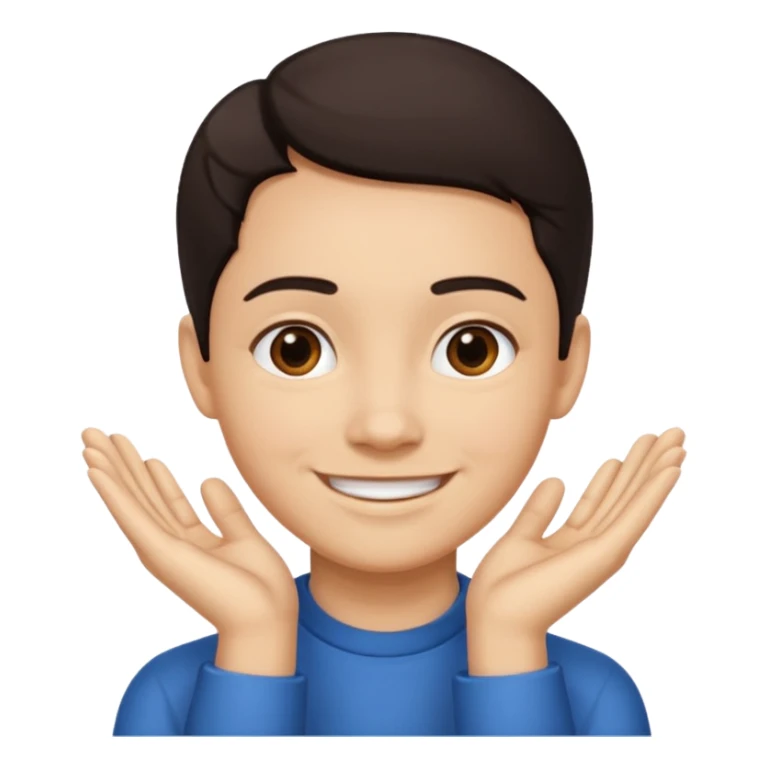 Hands under chin smiling dark hair  sticker