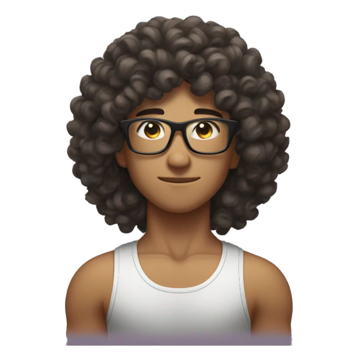 curly hair show biceps asian glasses sticker